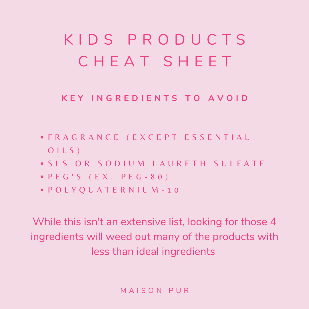 Ingredients to avoid in kids products