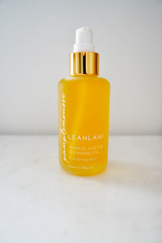 Bottle of Leahlani cleansing oil used for oil cleansing routine