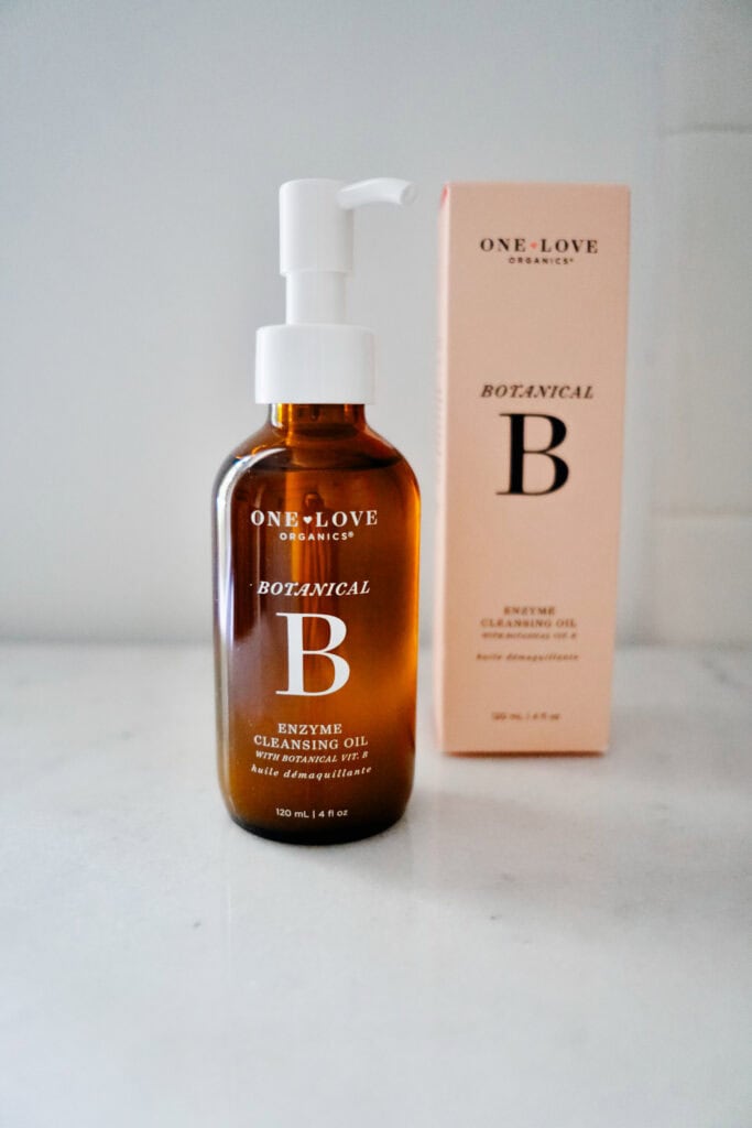 Bottle of One Love Organics cleansing oil used for oil cleansing routine
