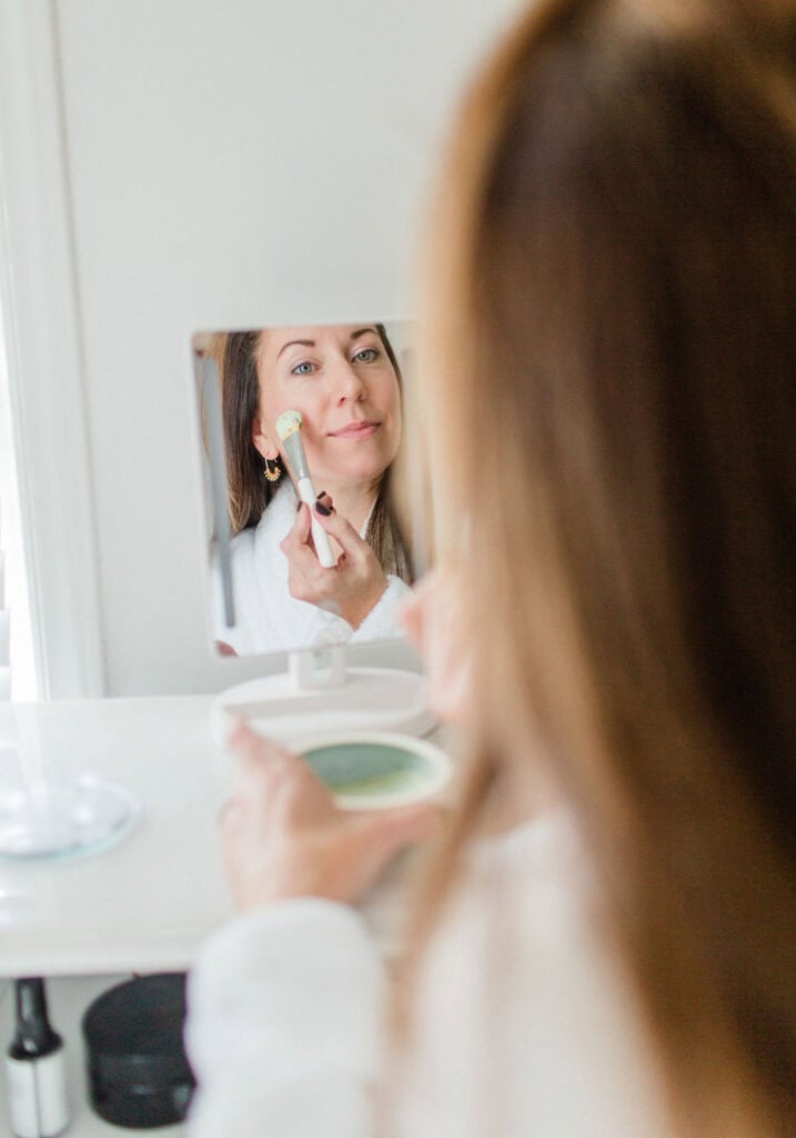 Applying manuka honey face mask for healthy, radiant skin