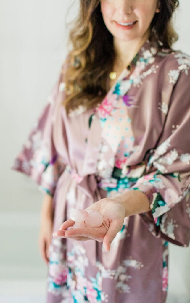 Holding gua sha mushrooms