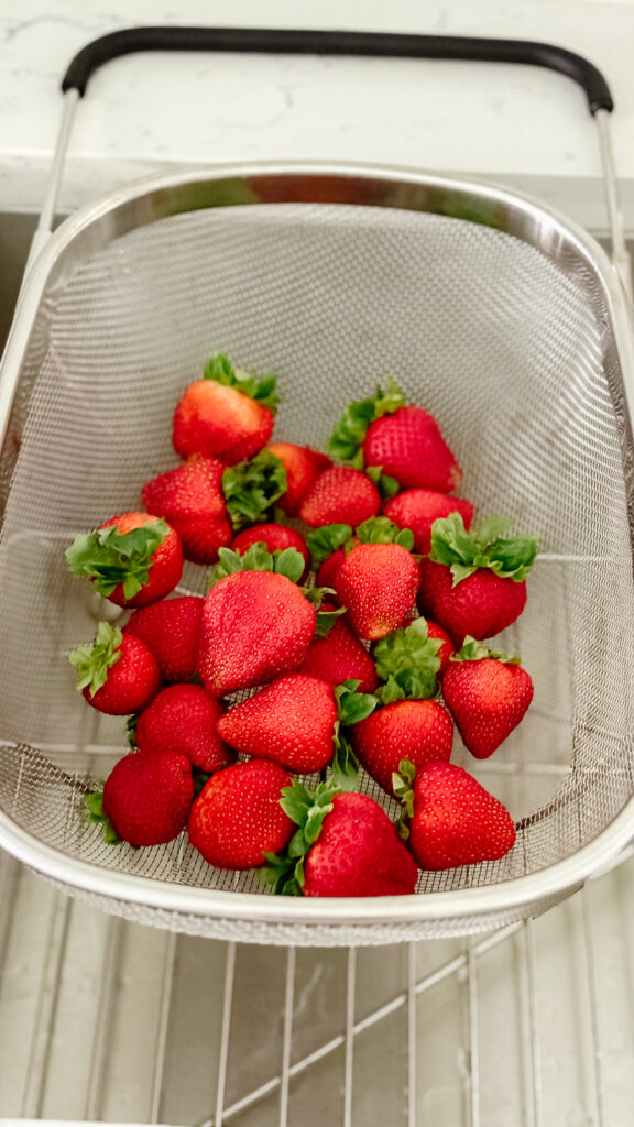 Clean fruits air drying in sink