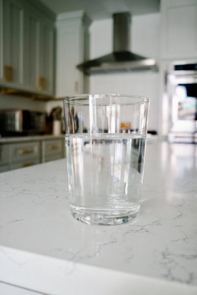 glass of fresh spring water with natural minerals like calcium