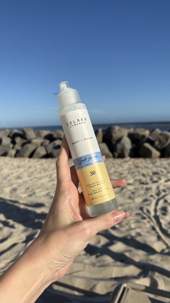 Sunscreen with Natural Sunscreen Ingredients at the beach