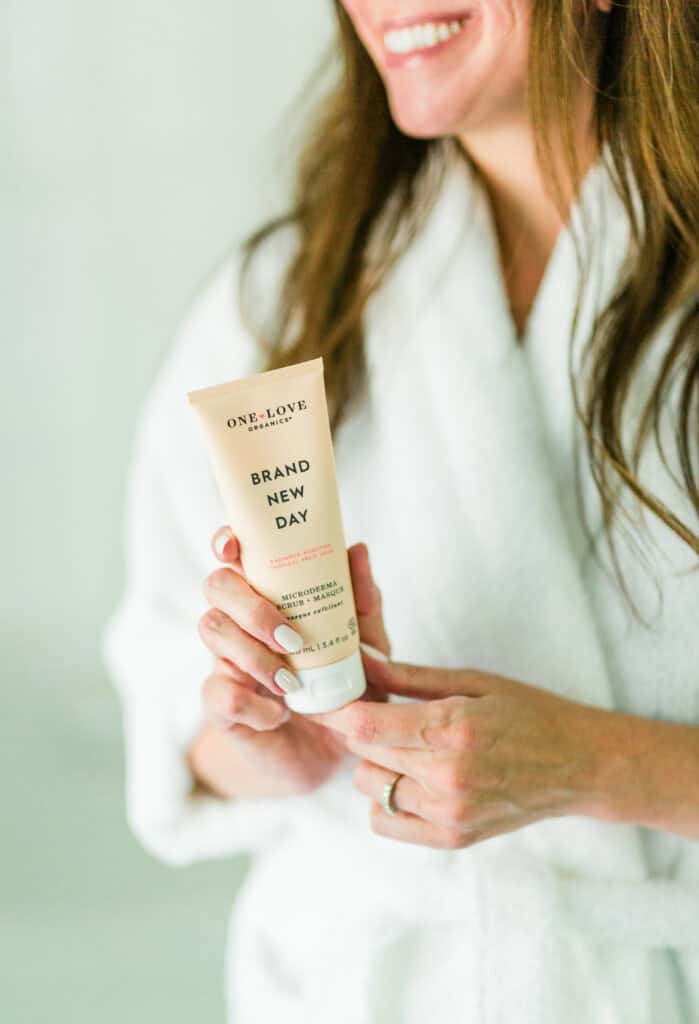 Holding a face scrub for dry skin