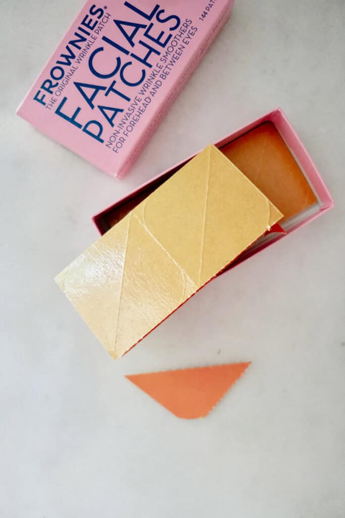 A box of Frownies on the counter